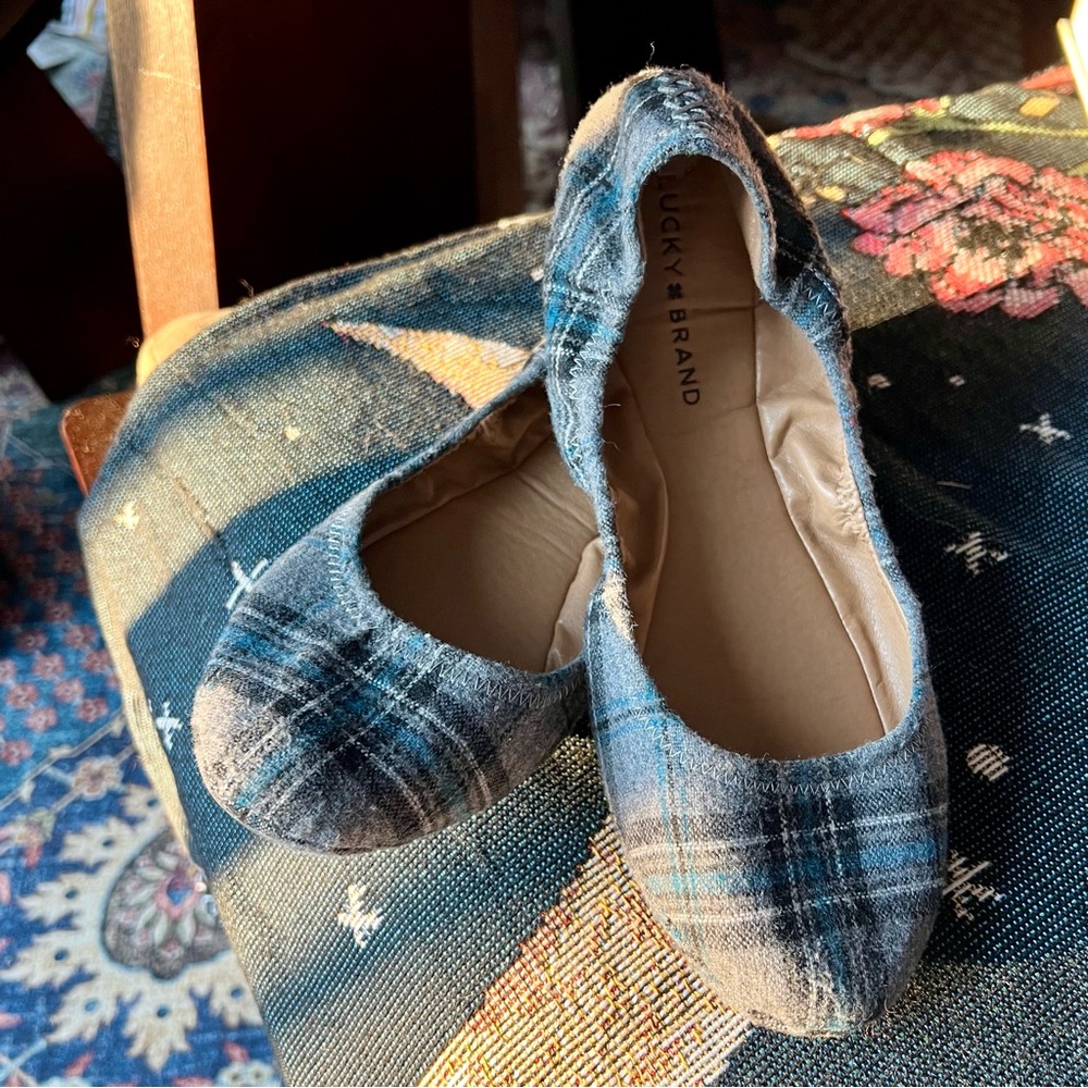 Lucky Brand Blue Plaid Flats